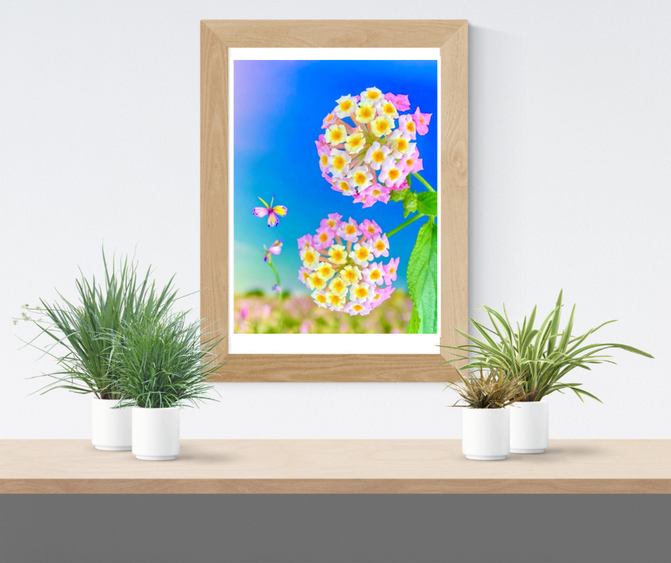Lantana Camara Wall Art Printable, Springtime Botanical Photography, Floral Digital Download