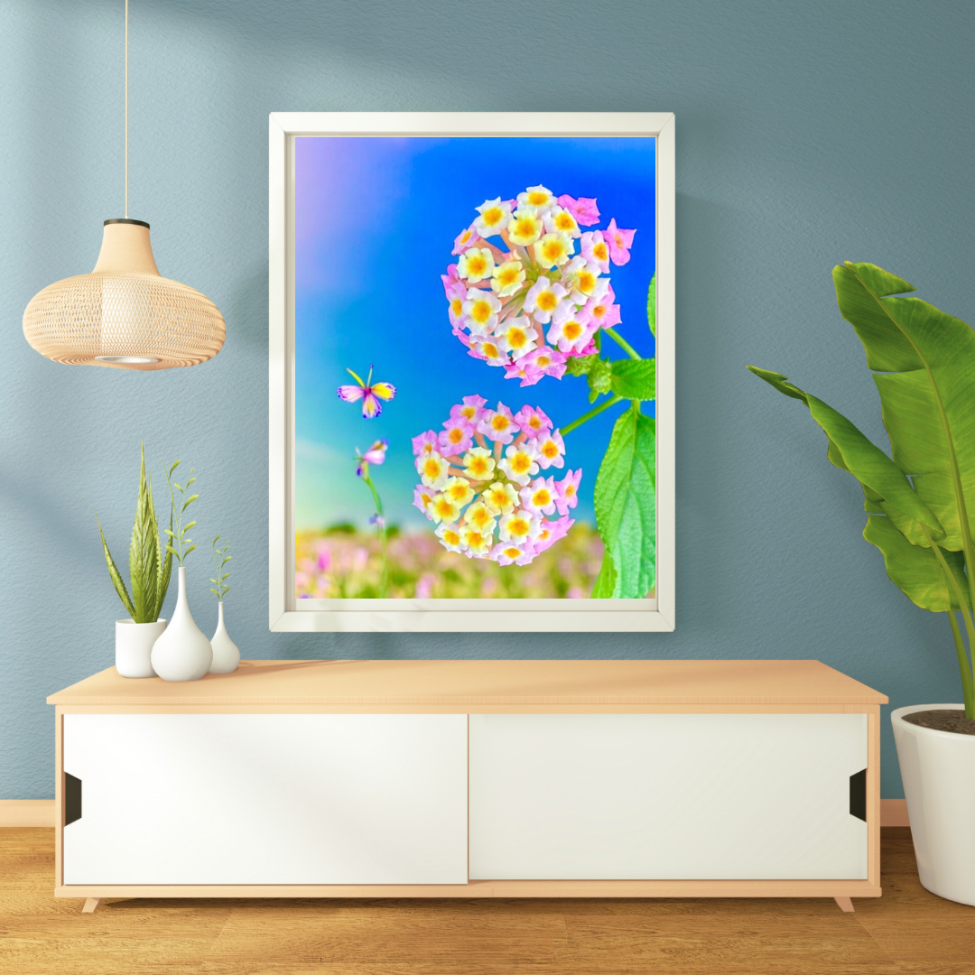 Lantana Camara Wall Art Printable, Springtime Botanical Photography, Floral Digital Download