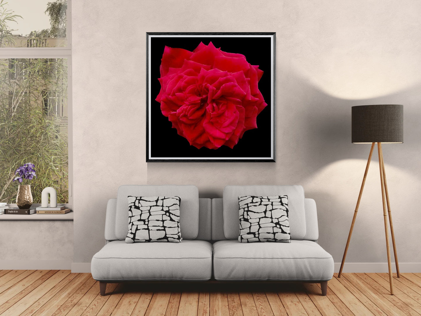 Large Red Rose Wall Art Printable, Botanical Flower Photography, Digital Download
