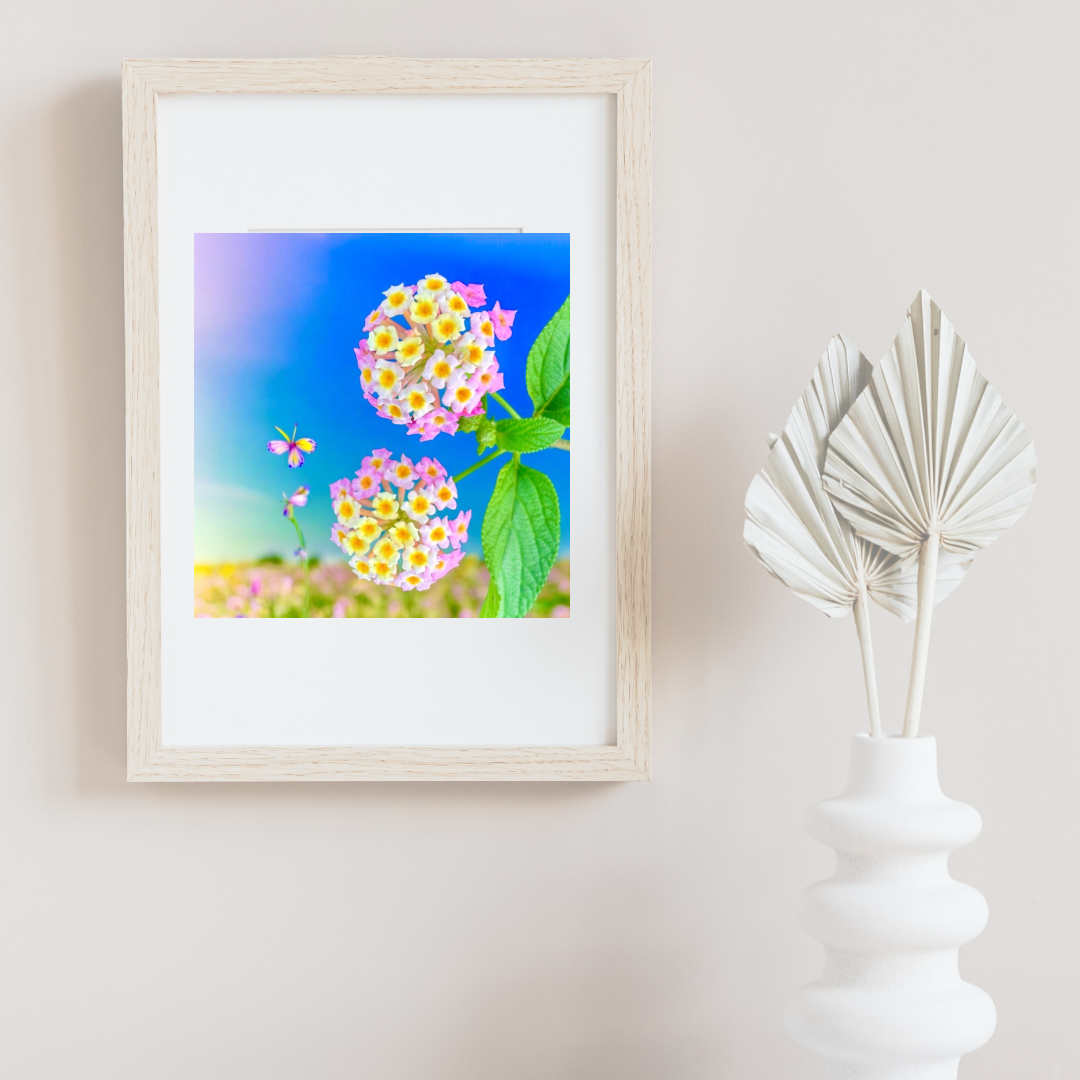 Lantana Camara Wall Art Printable, Springtime Botanical Photography, Floral Digital Download