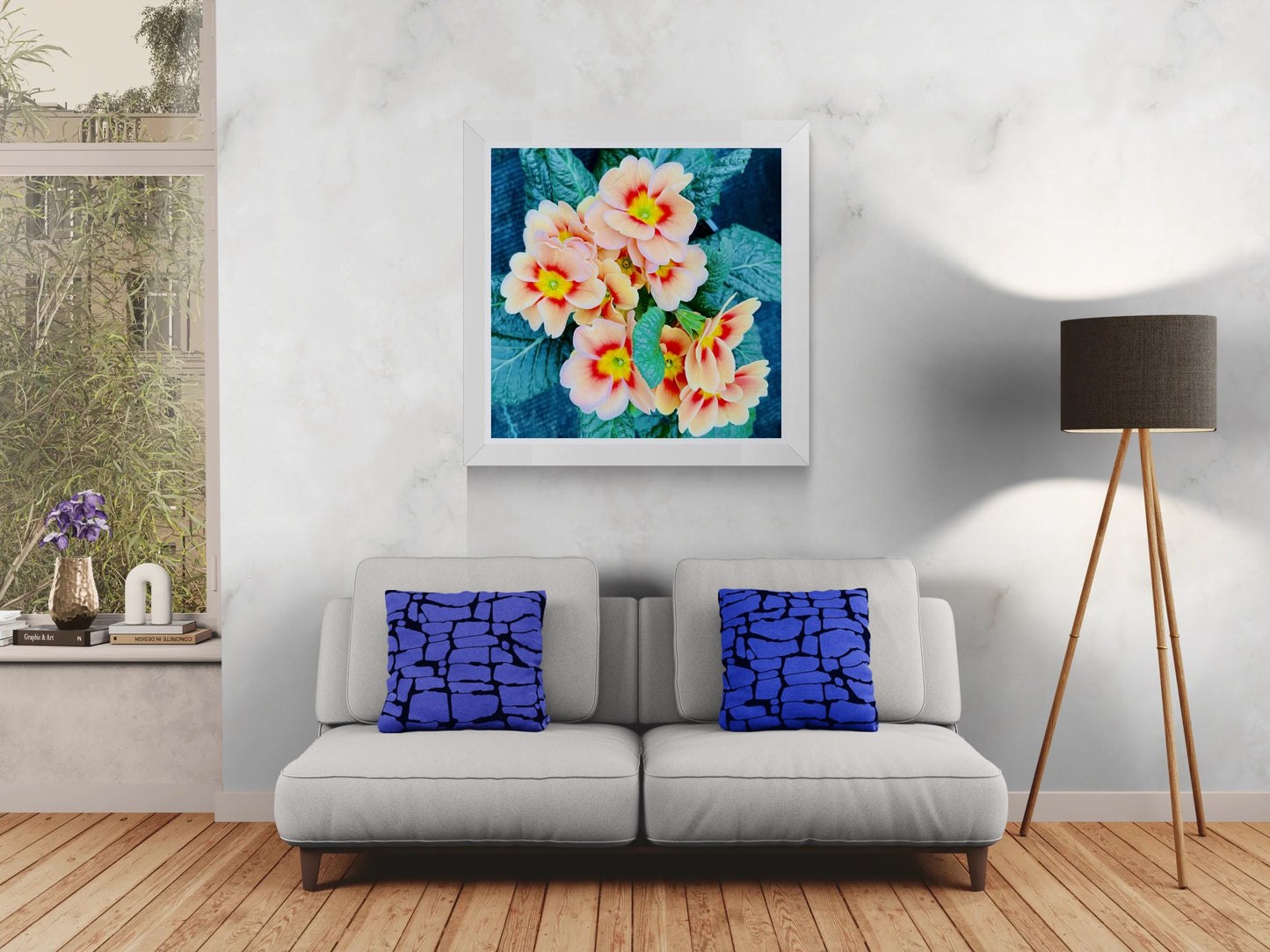 Orange Primrose Printable Wall Art, Botanical Flower Photography, Digital Download