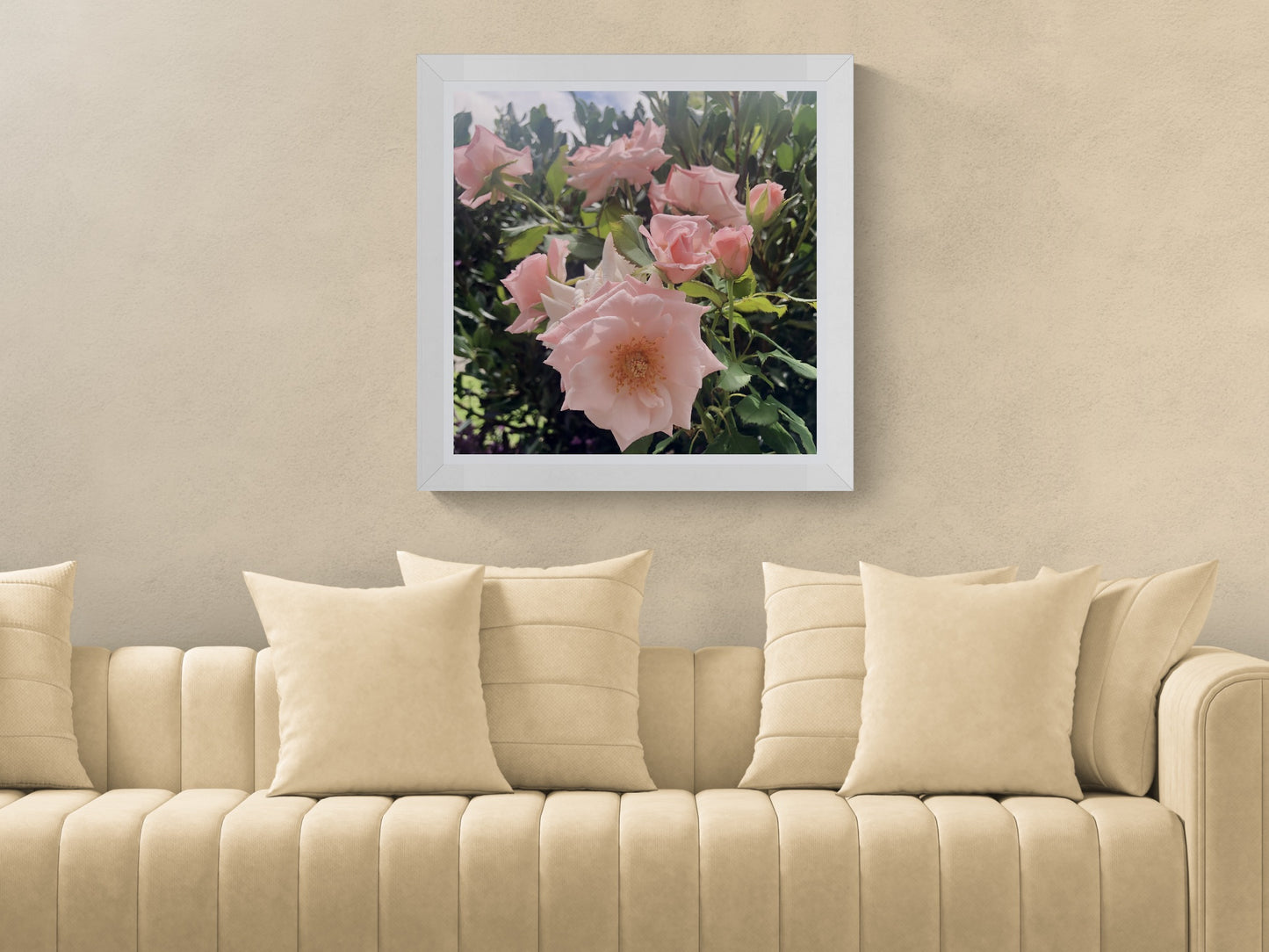 Peach and Pink Roses Printable Wall Art, Botanical Flower Photography, Digital Download